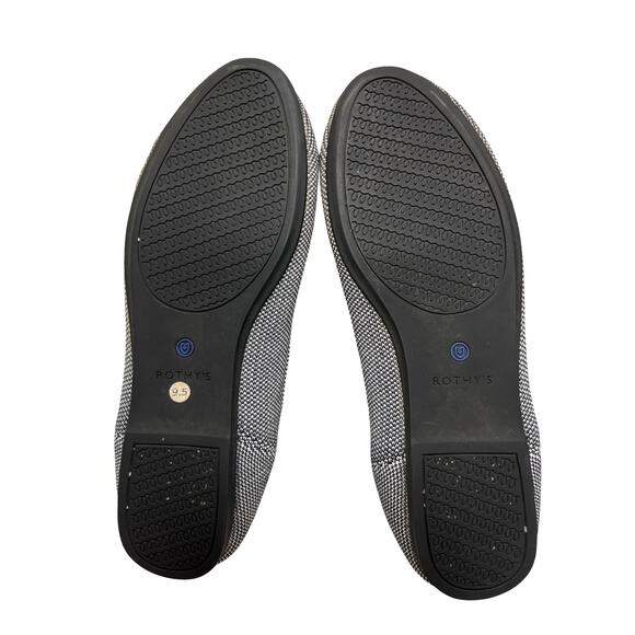 Rothy’s The Flat Navy & White Herringbone Knit Ballet Flats Size Round Toe 9.5 - Picture 3 of 9